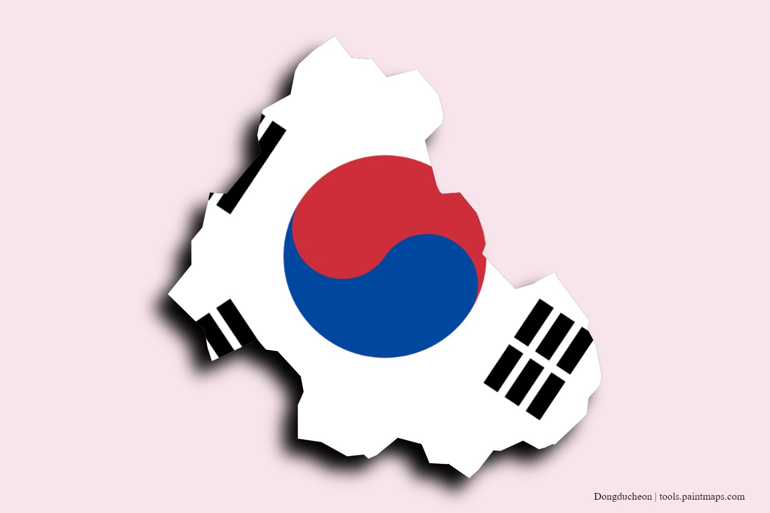 Mapa de la bandera de Dongducheon con efecto de sombra 3D