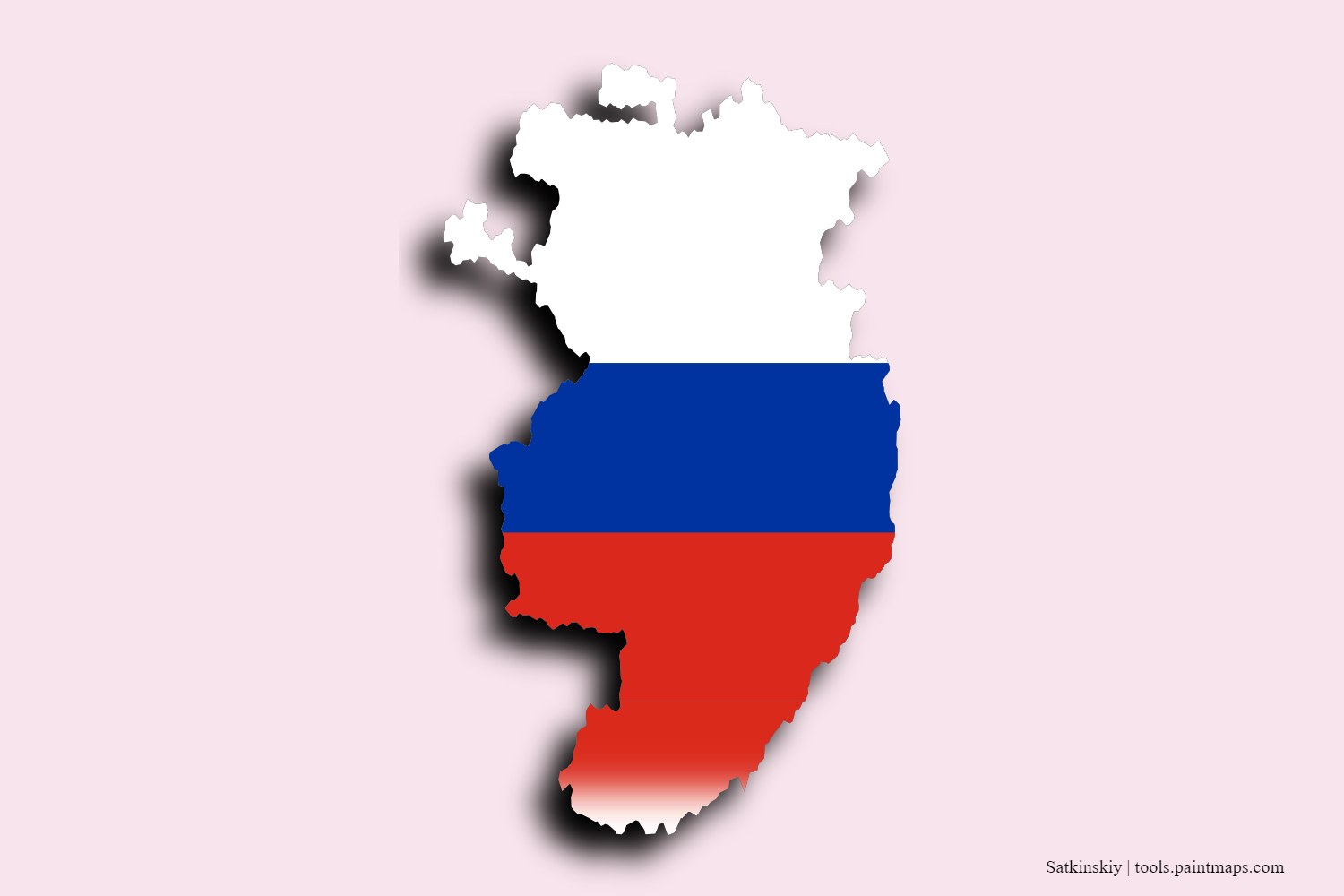 flag map of Satkinskiy with 3D shadow effect