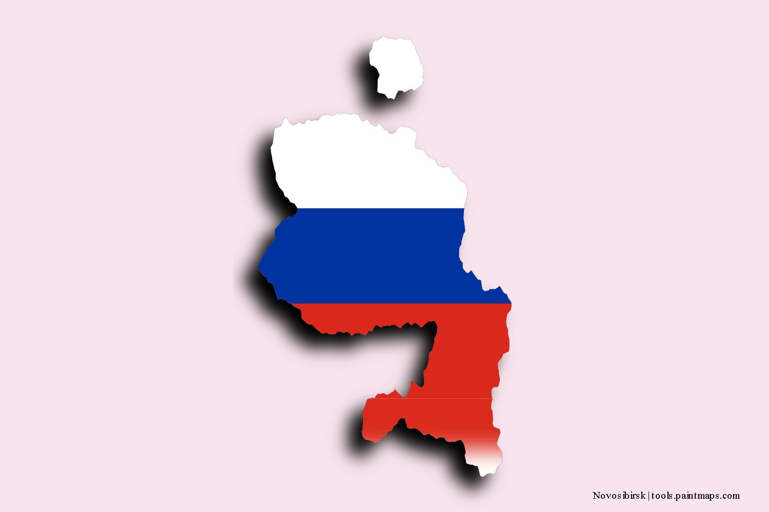 flag map of Novosibirsk with 3D shadow effect