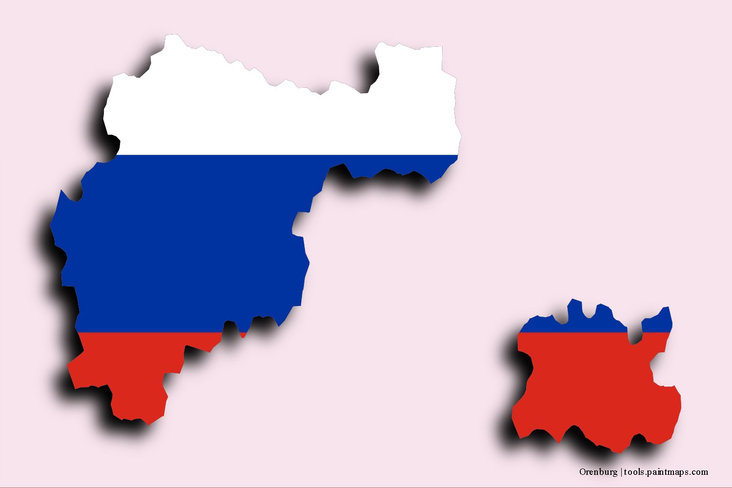 flag map of Orenburg with 3D shadow effect