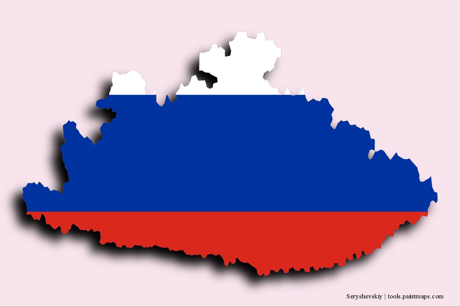 flag map of Seryshevskiy with 3D shadow effect