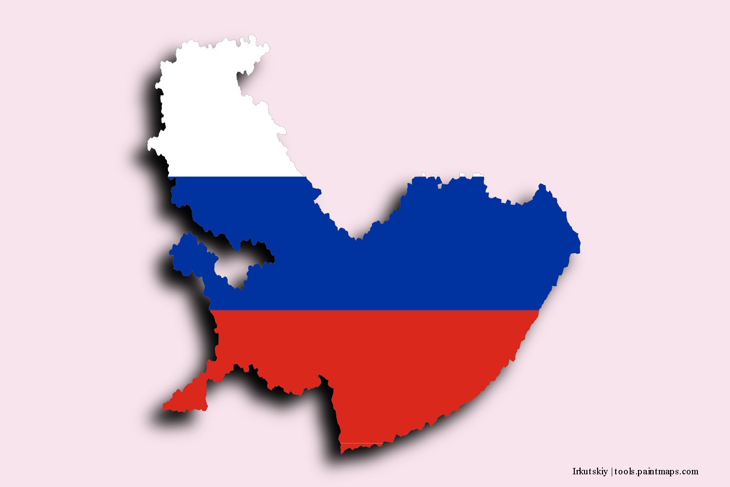 flag map of Irkutskiy with 3D shadow effect