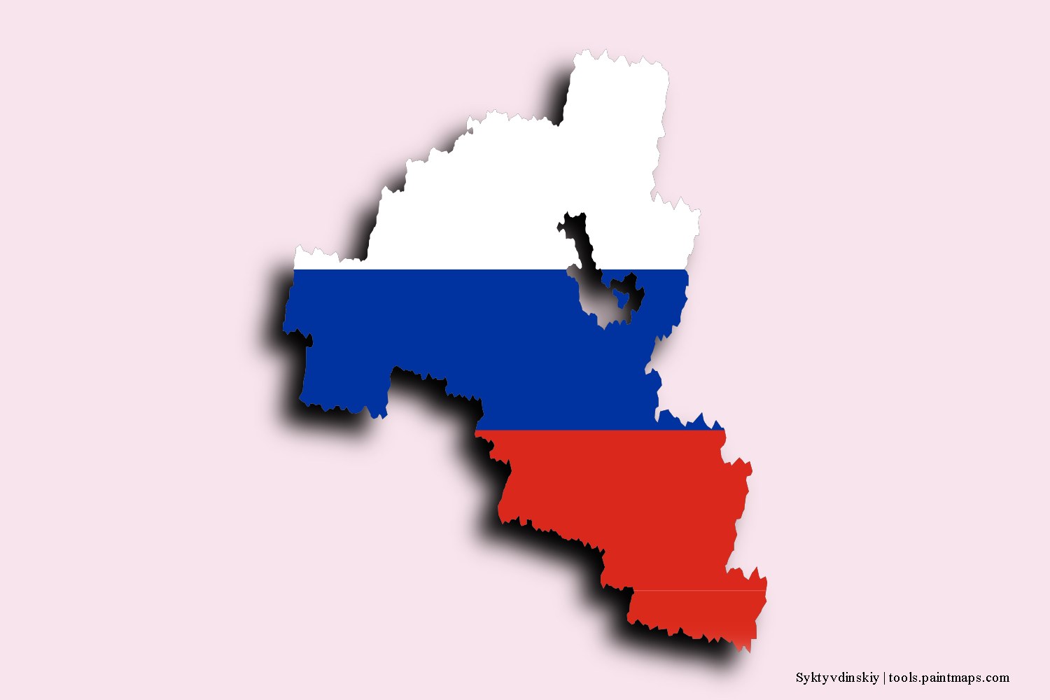 flag map of Syktyvdinskiy with 3D shadow effect