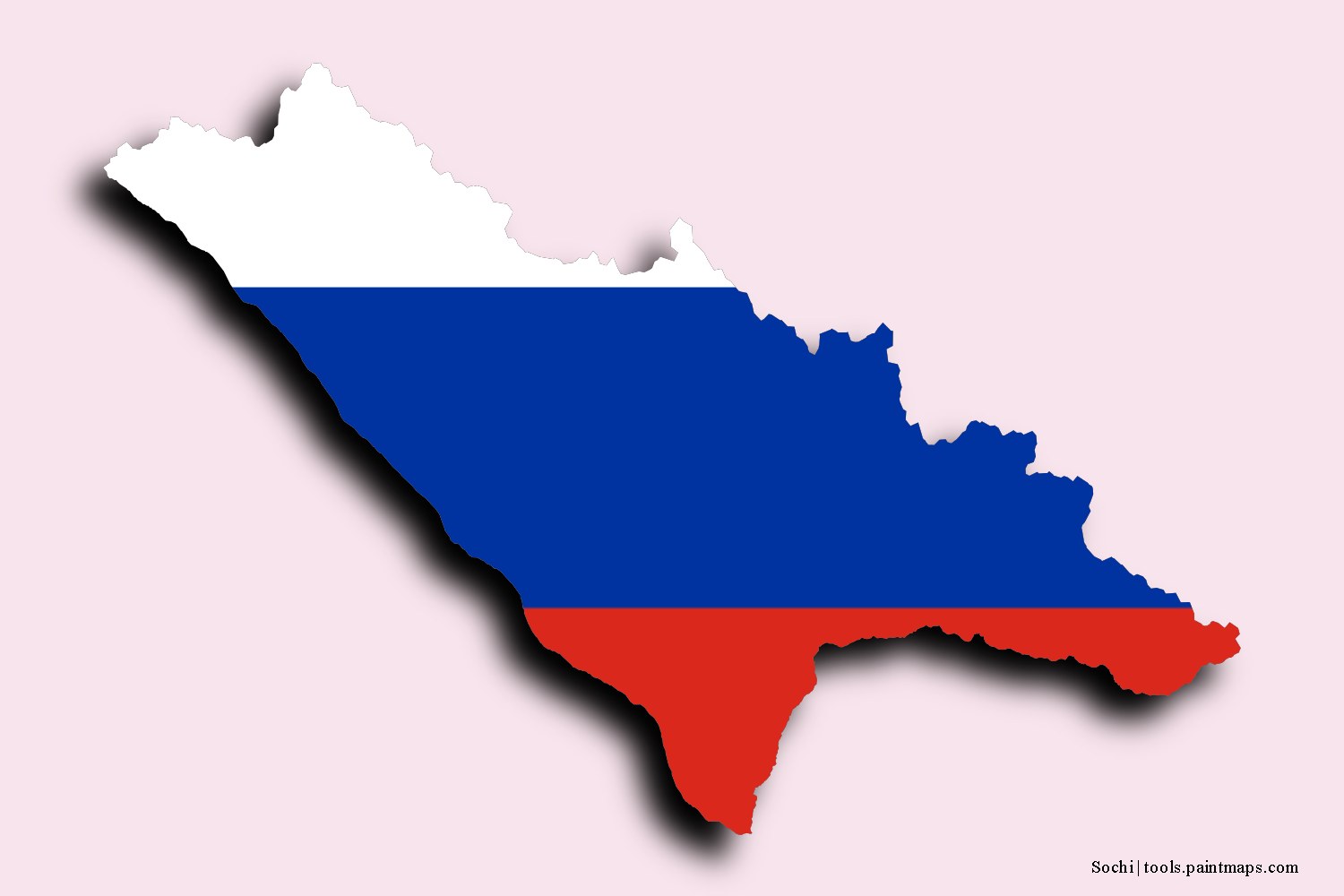 flag map of Sochi with 3D shadow effect