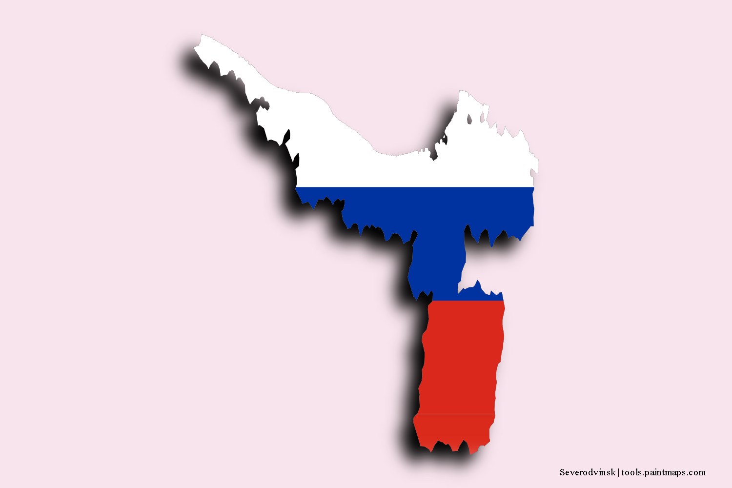 Mapa de la bandera de Severodvinsk con efecto de sombra 3D