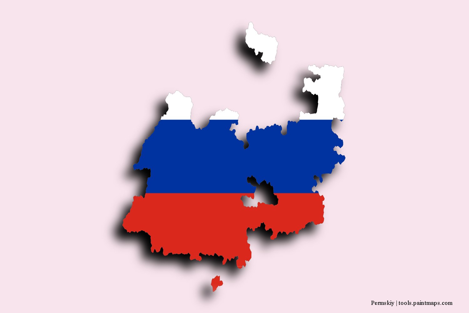 flag map of Permskiy with 3D shadow effect