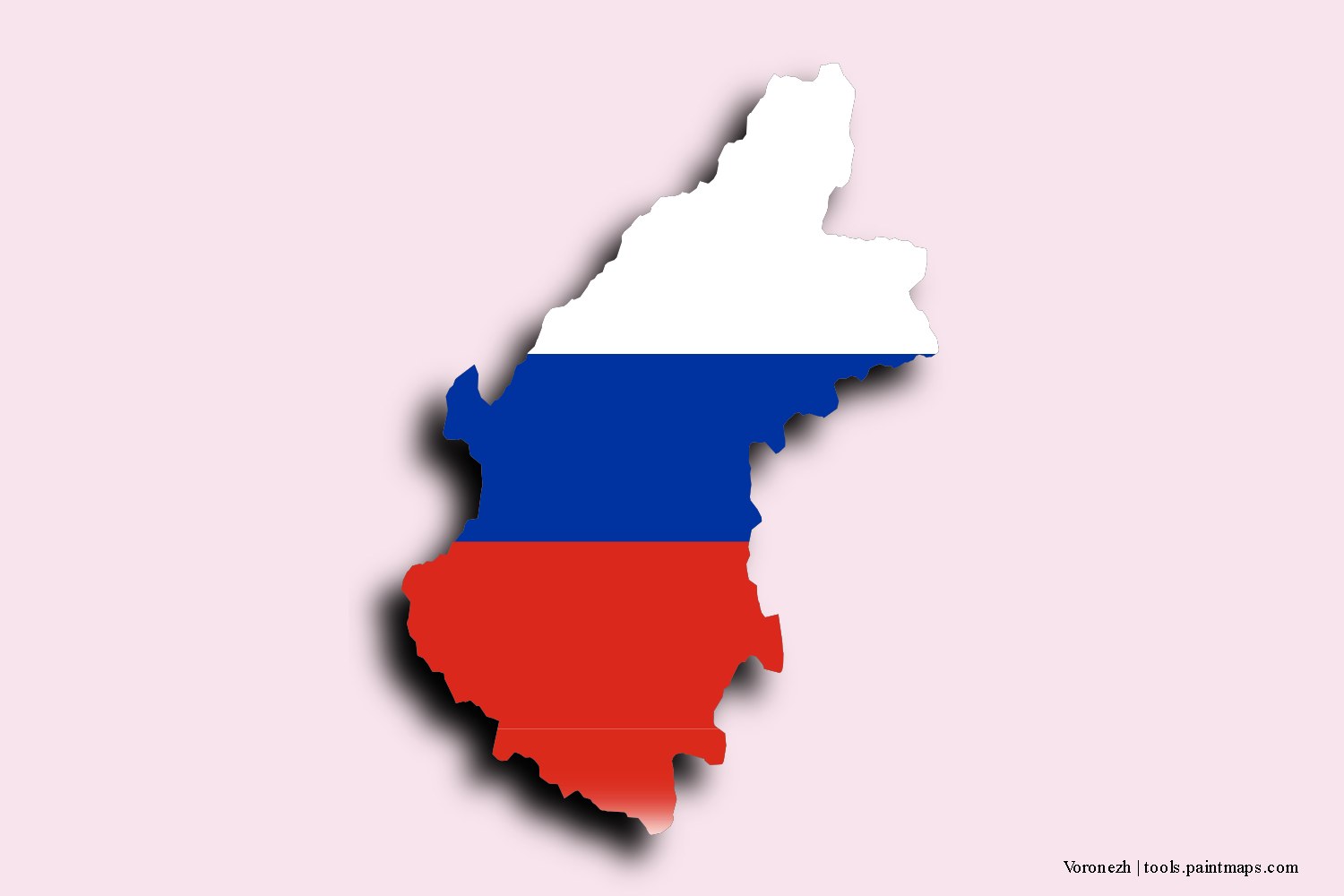 flag map of Voronezh with 3D shadow effect