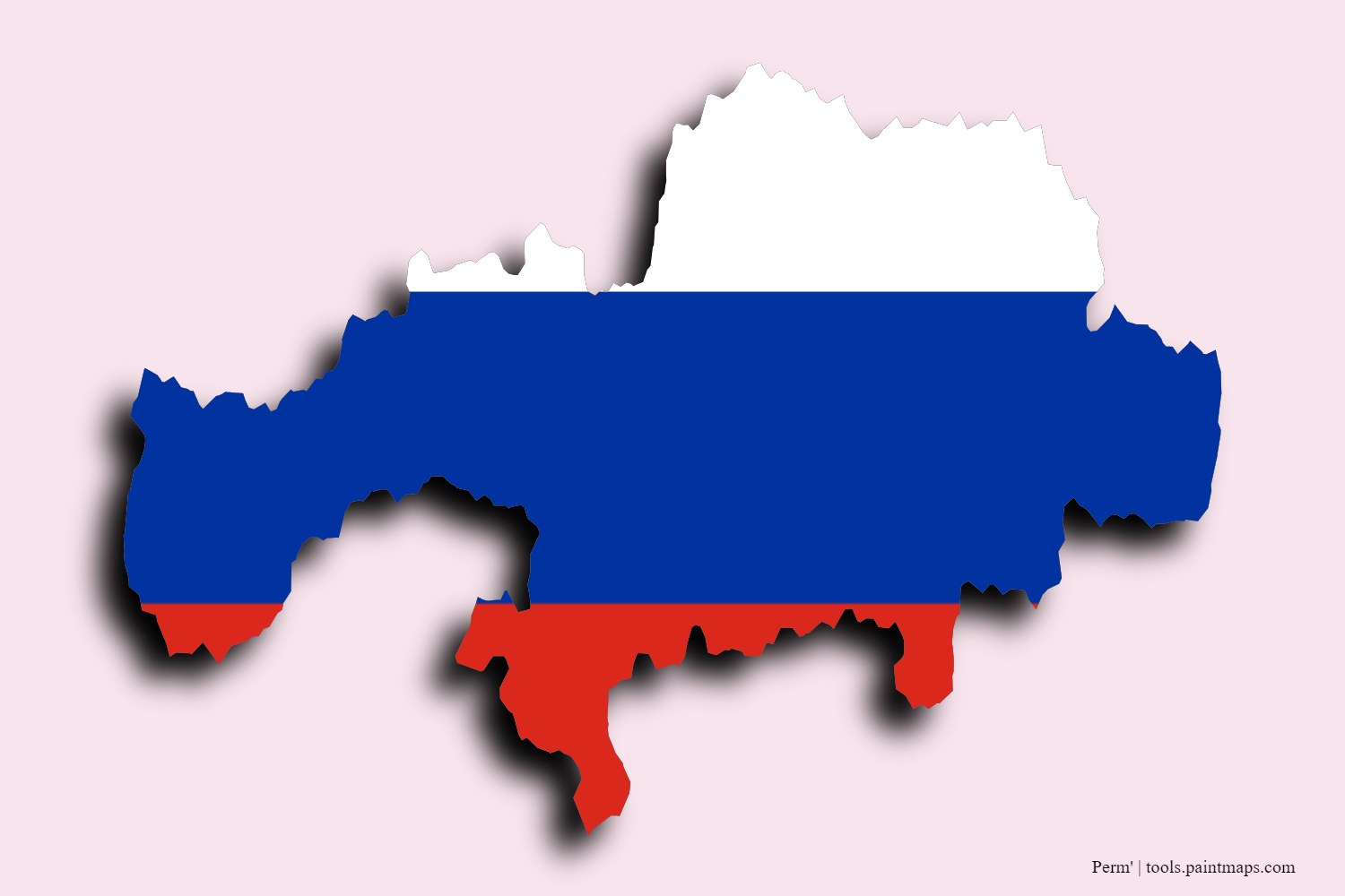 flag map of Perm' with 3D shadow effect