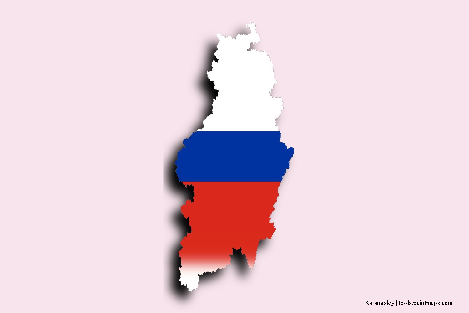 flag map of Katangskiy with 3D shadow effect