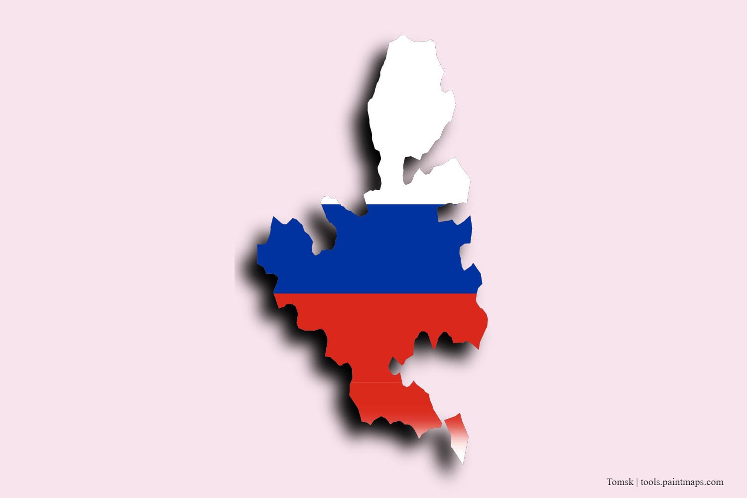 flag map of Tomsk with 3D shadow effect