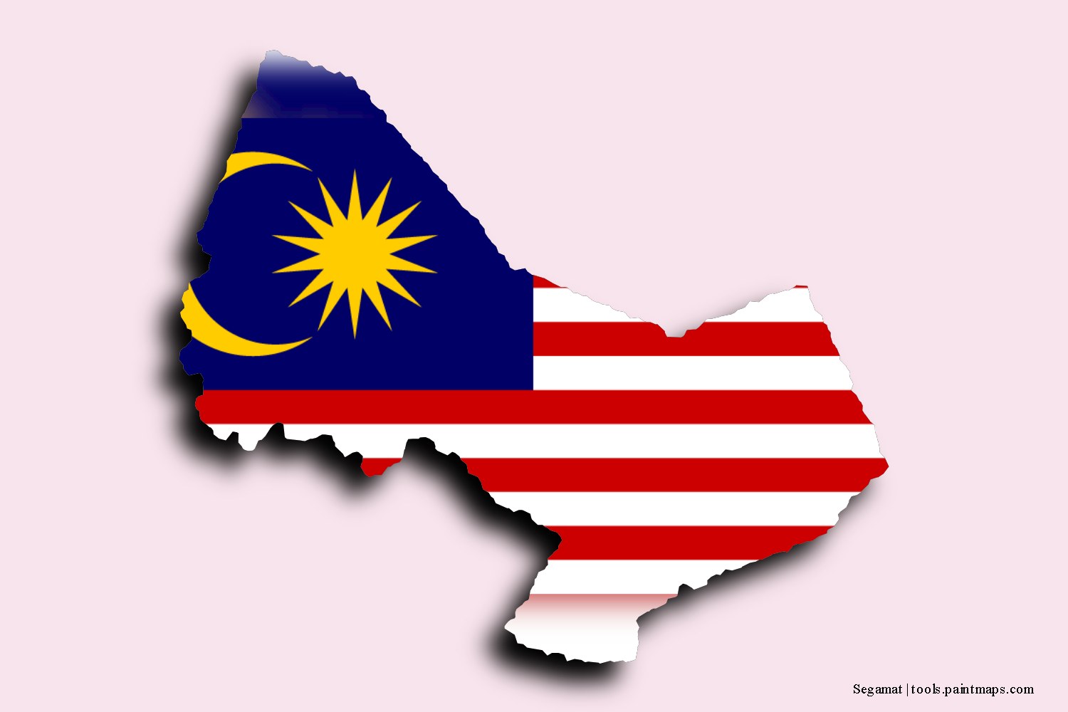 flag map of Segamat with 3D shadow effect