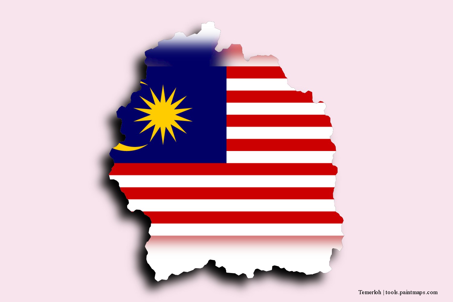 flag map of Temerloh with 3D shadow effect