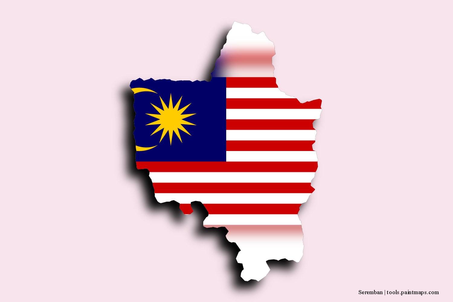 flag map of Seremban with 3D shadow effect