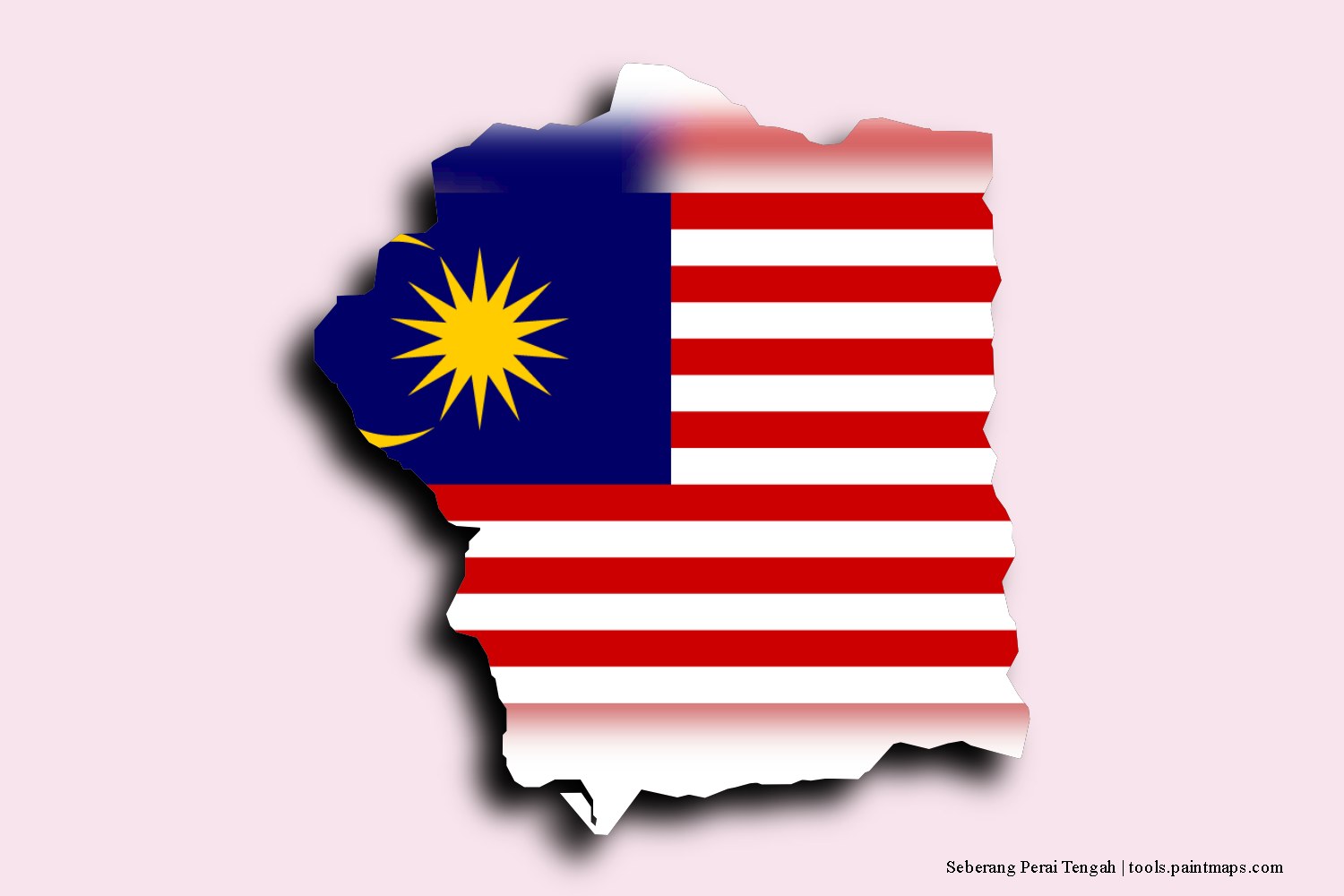 flag map of Seberang Perai Tengah with 3D shadow effect