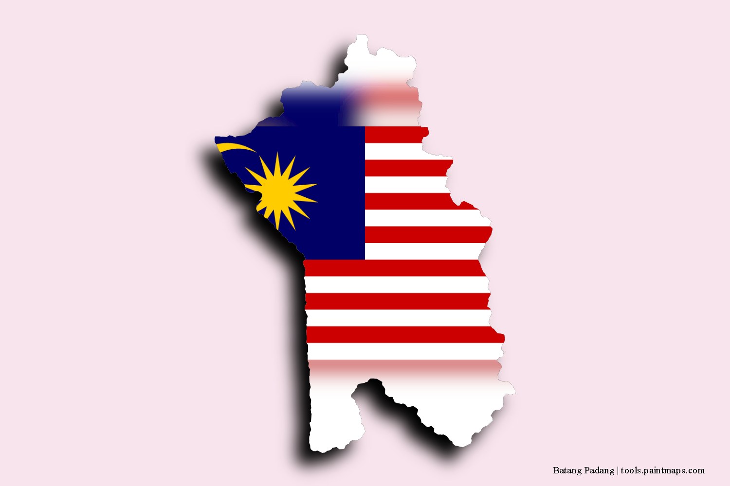 flag map of Batang Padang with 3D shadow effect