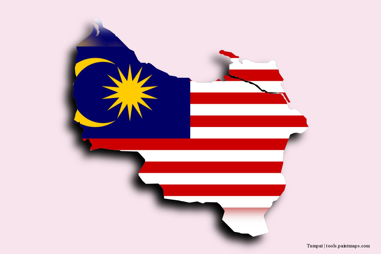 flag map of Tumpat with 3D shadow effect