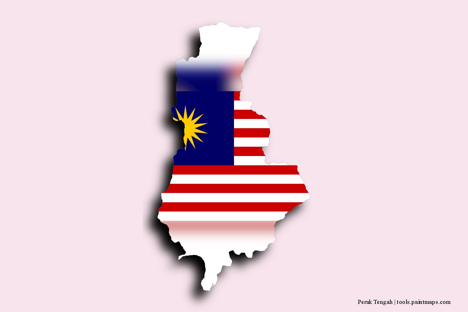 flag map of Perak Tengah with 3D shadow effect