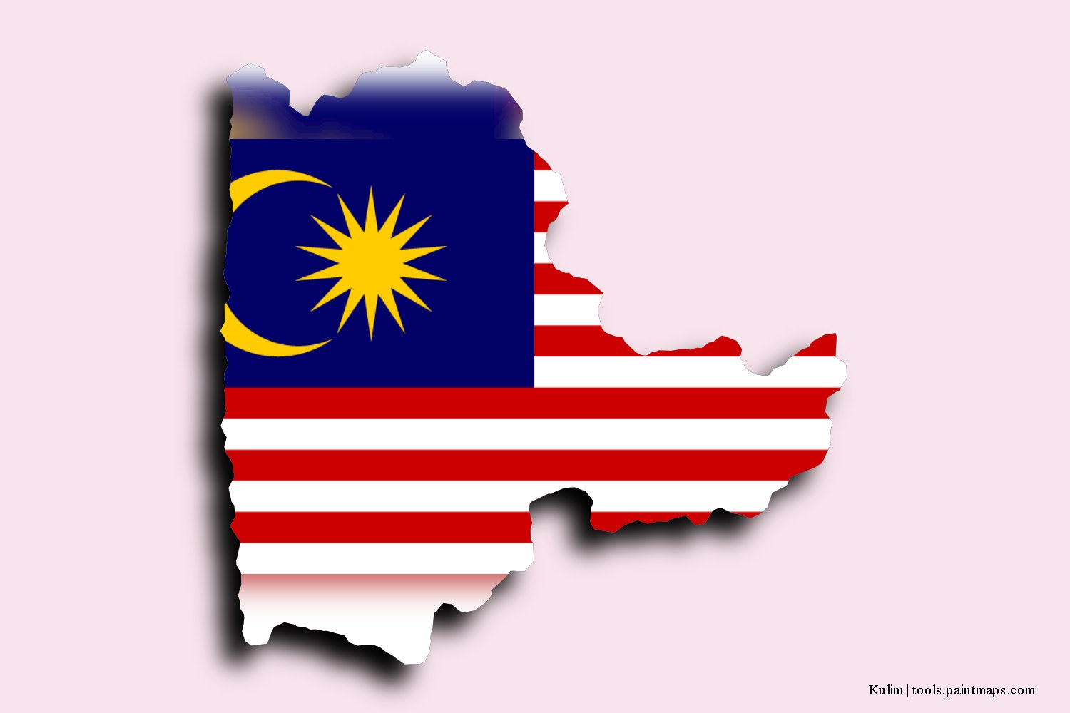 flag map of Kulim with 3D shadow effect