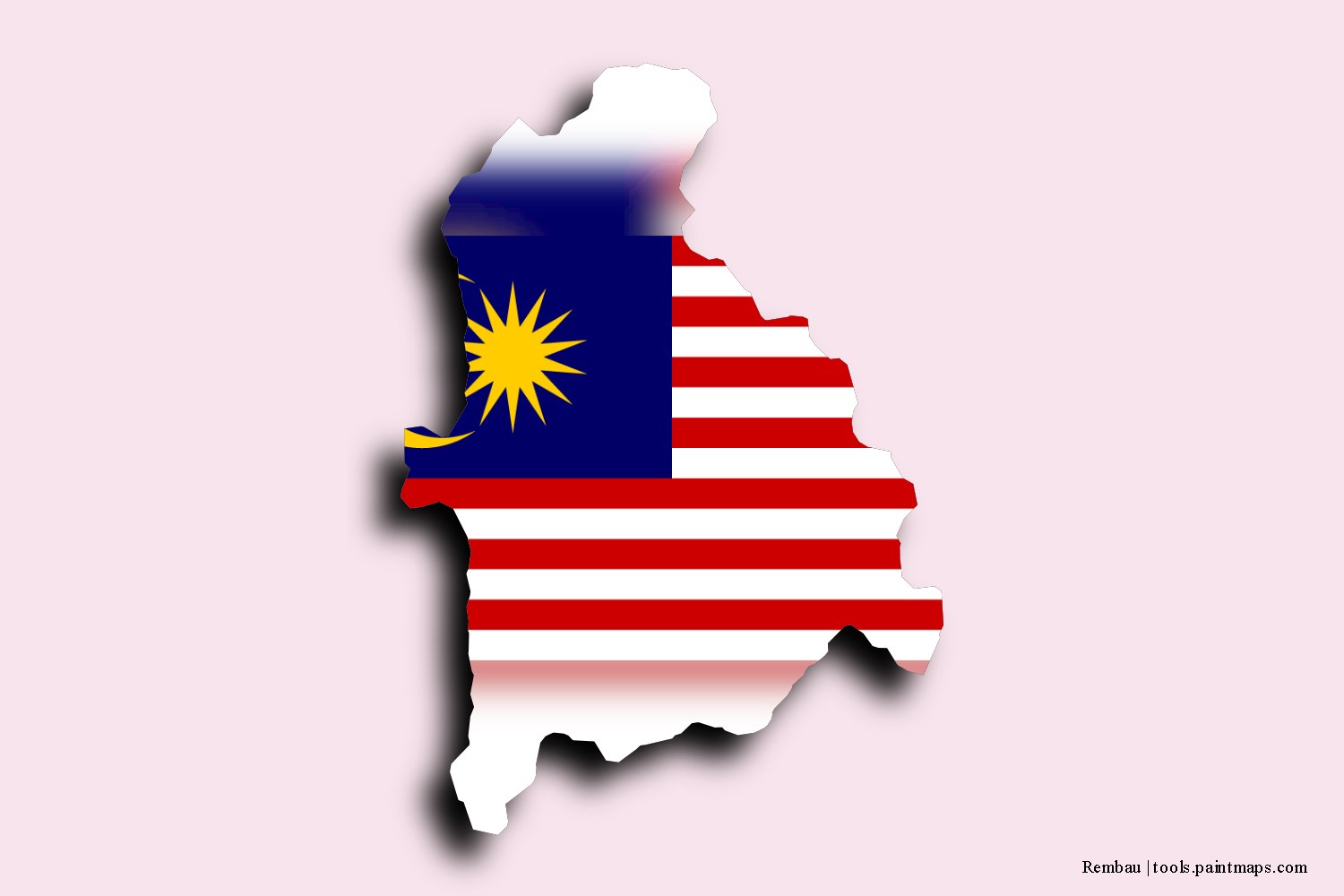 flag map of Rembau with 3D shadow effect