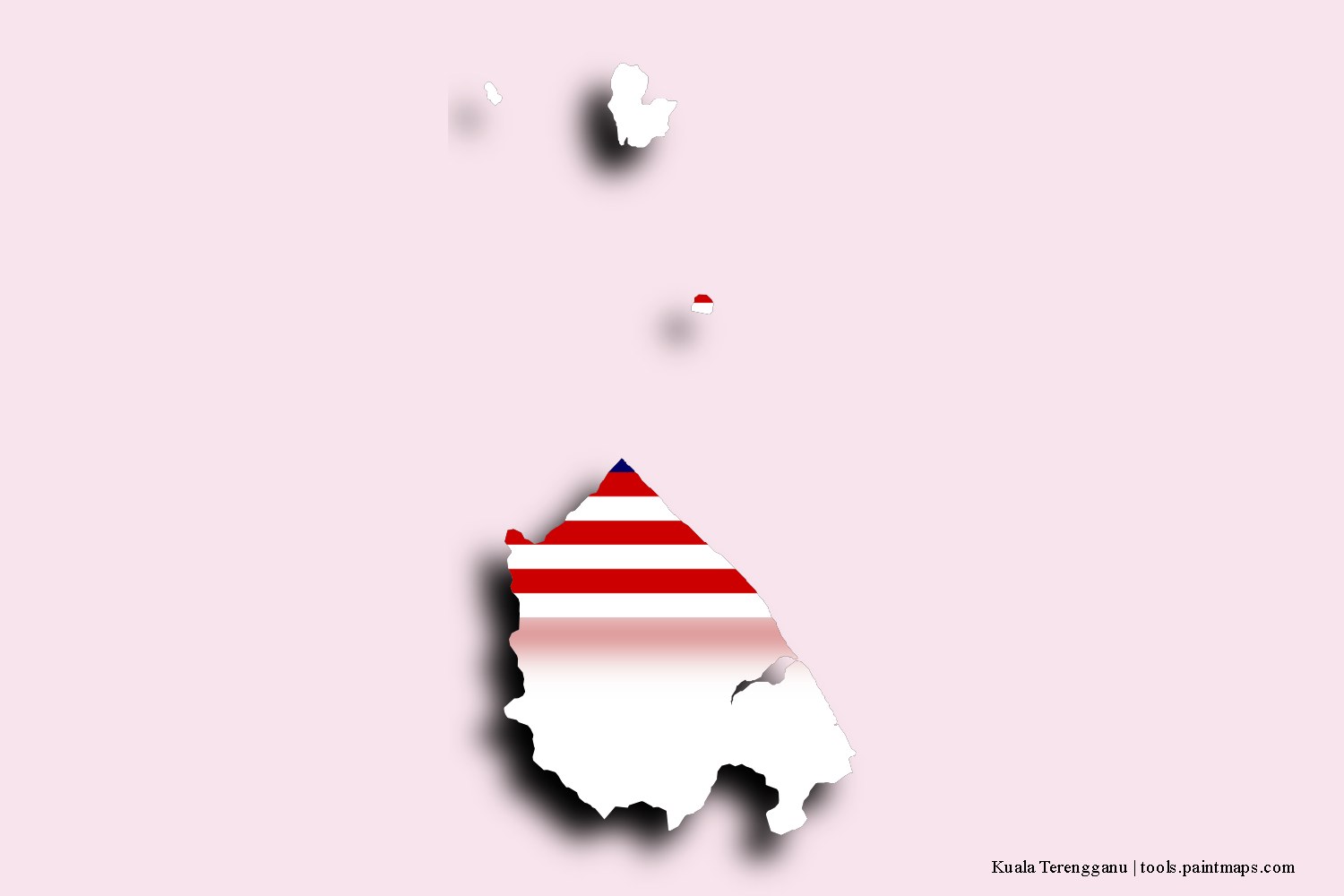 flag map of Kuala Terengganu with 3D shadow effect