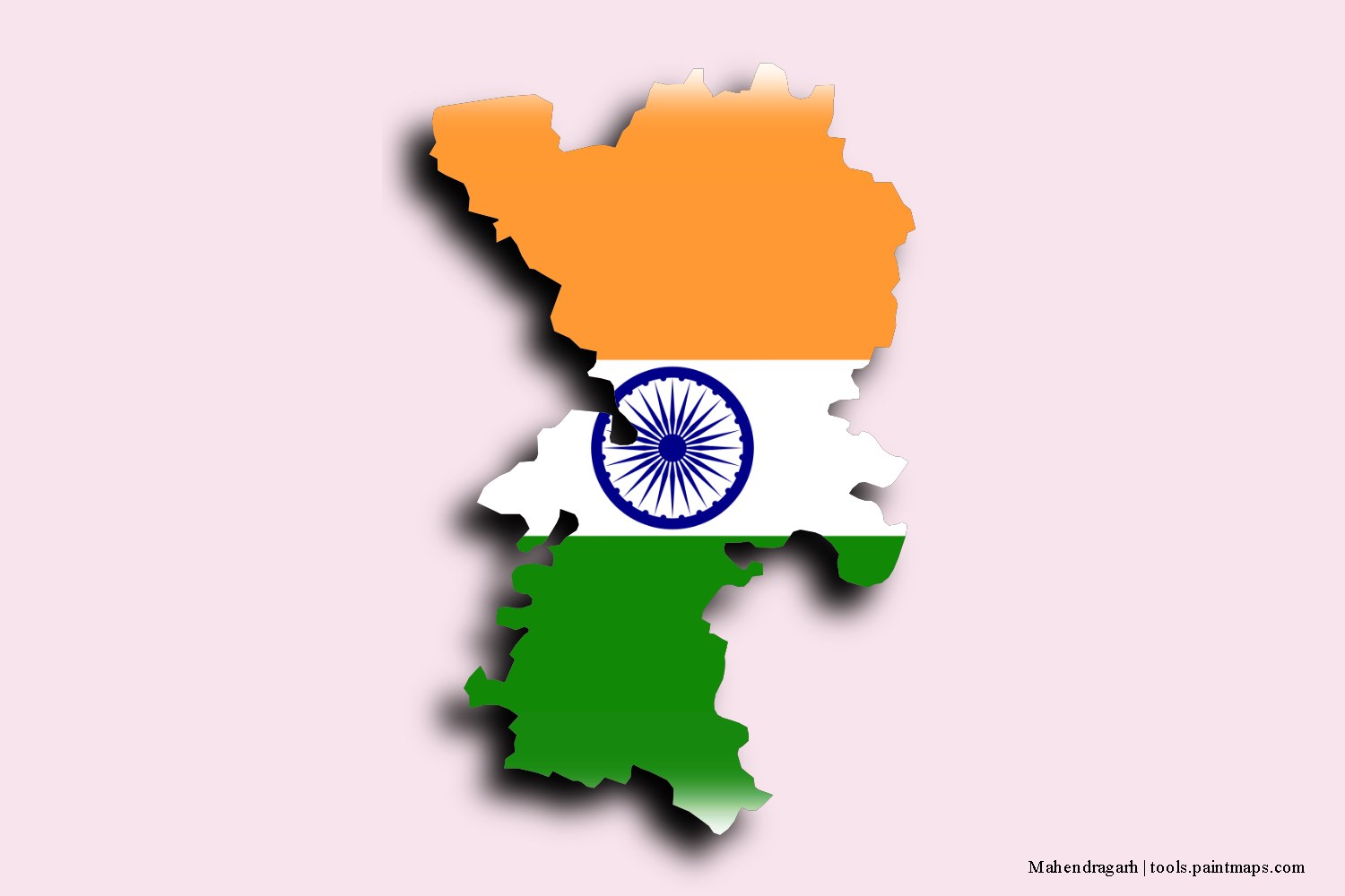 flag map of Mahendragarh with 3D shadow effect