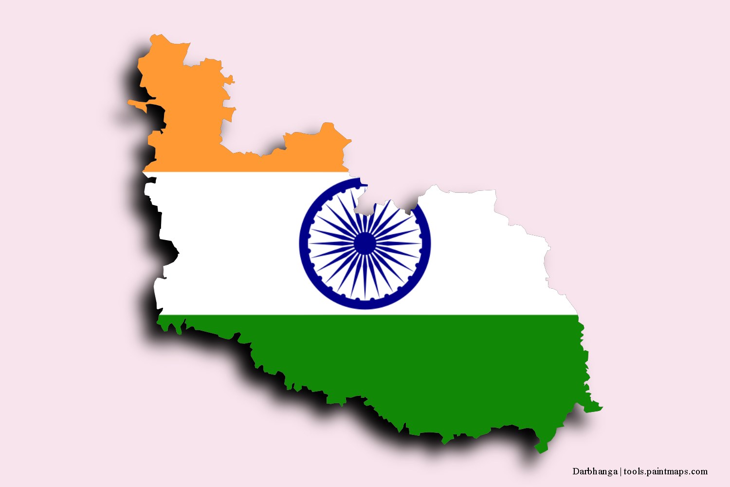 flag map of Darbhanga with 3D shadow effect