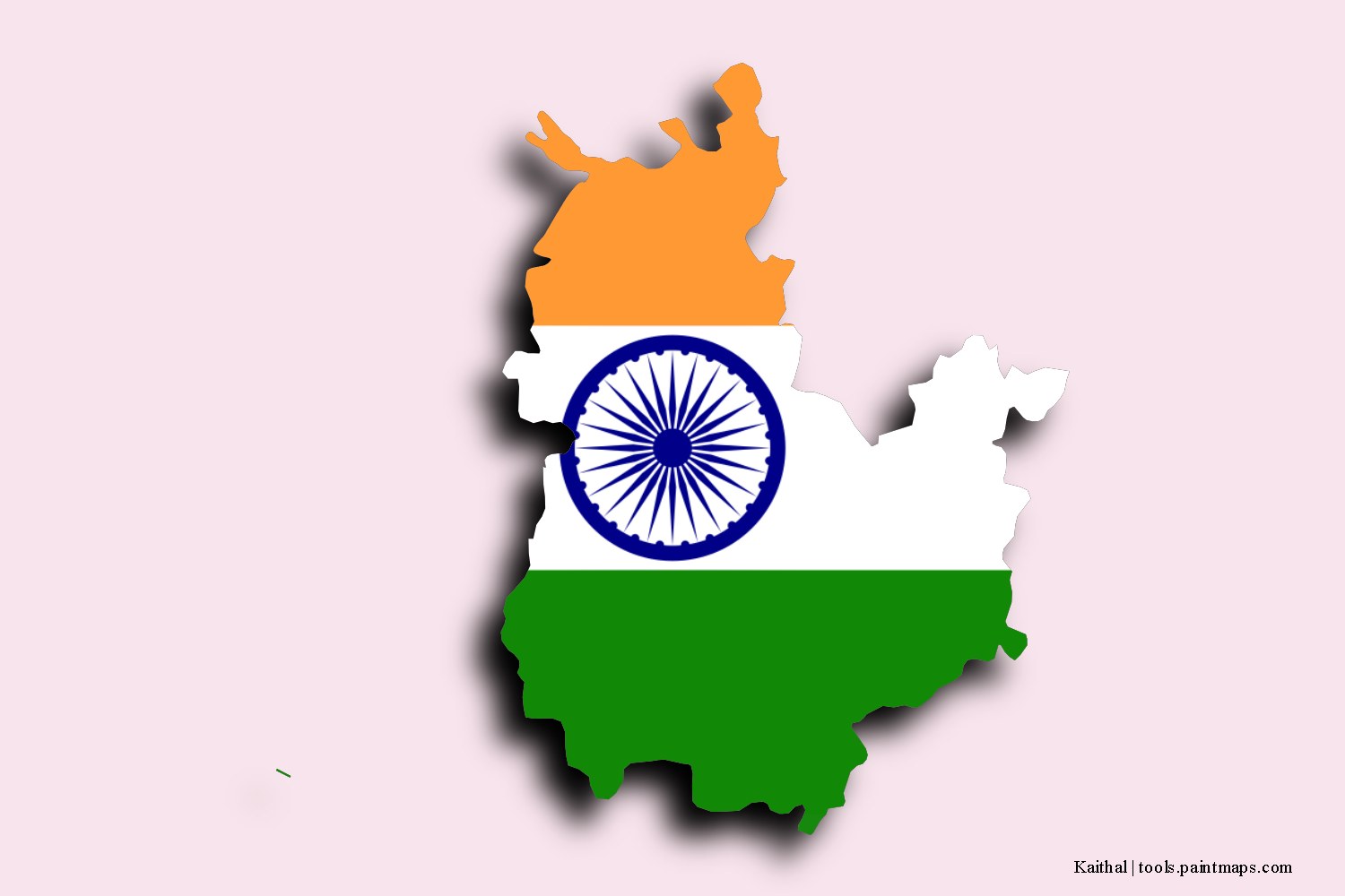 flag map of Kaithal with 3D shadow effect