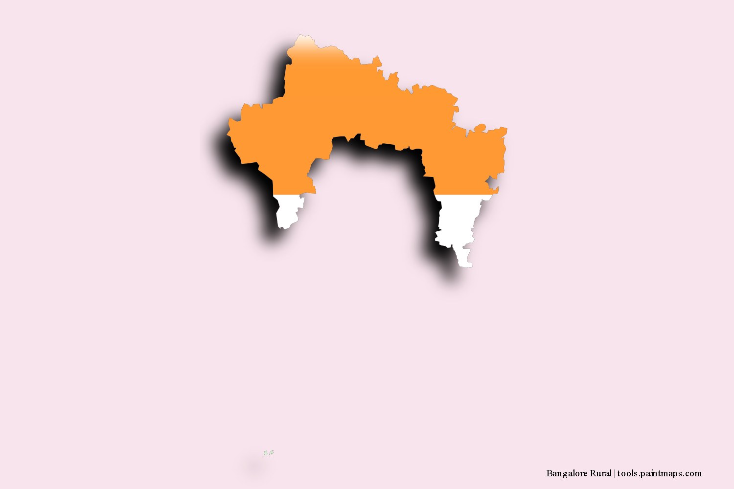 flag map of Bangalore Rural with 3D shadow effect