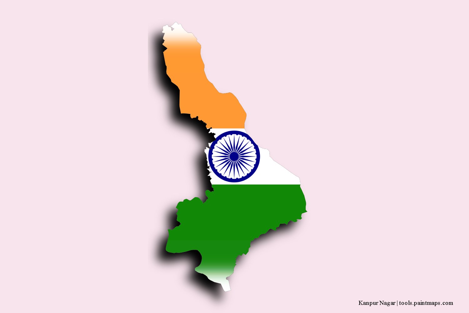 flag map of Kanpur with 3D shadow effect