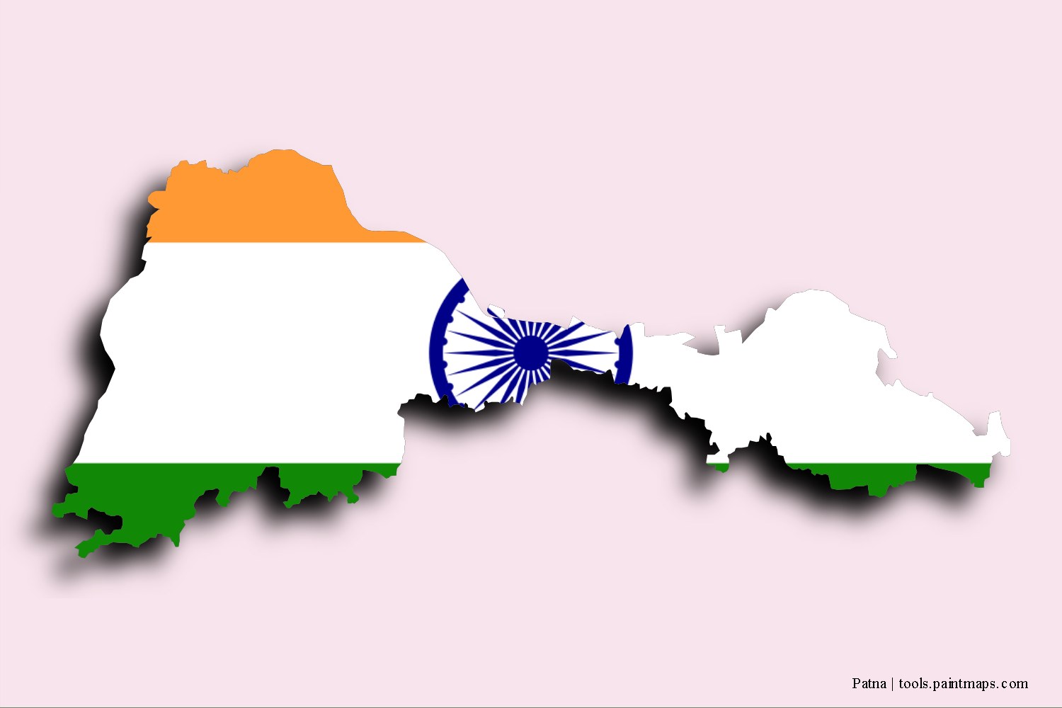 Mapa de la bandera de Patna con efecto de sombra 3D