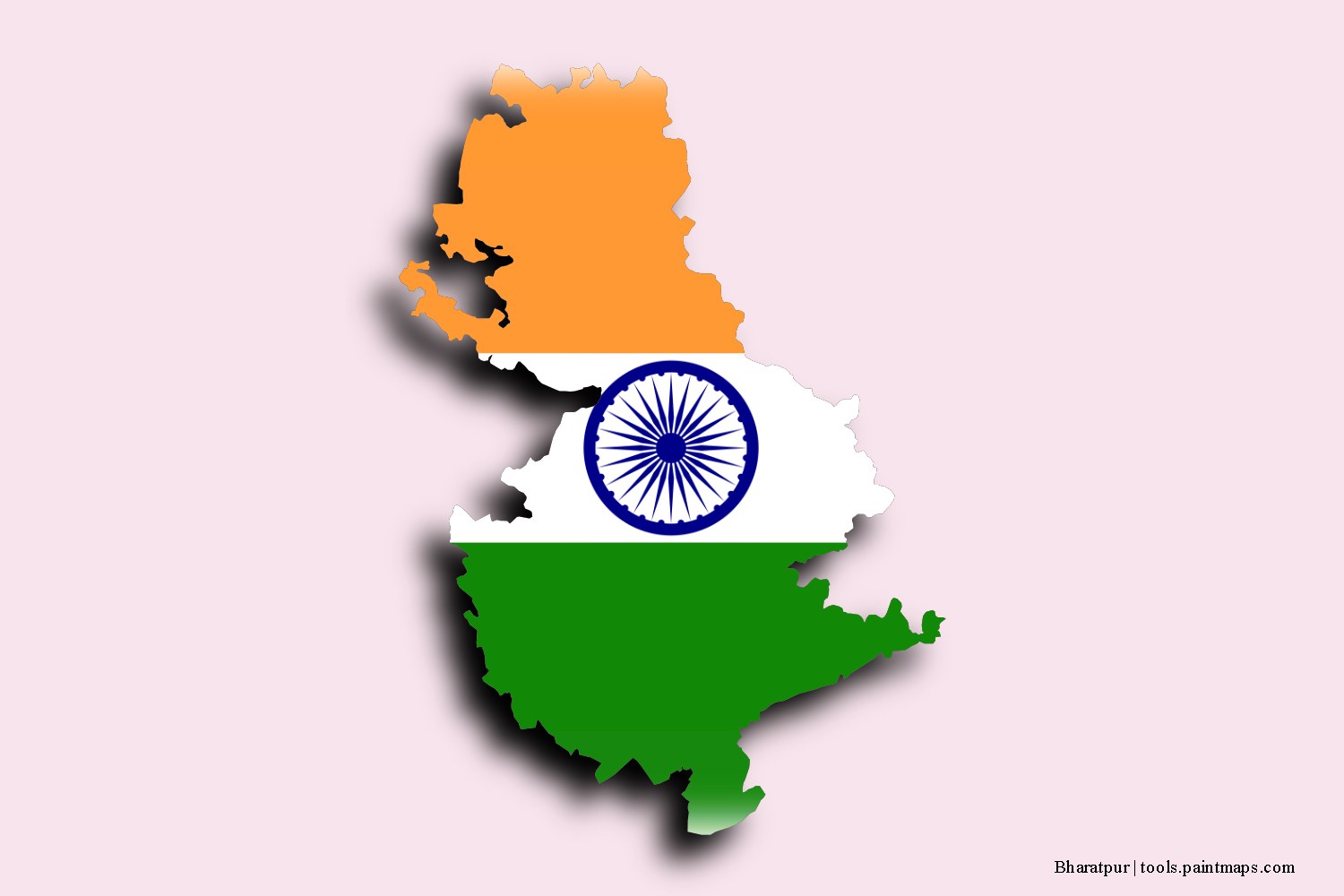 flag map of Bharatpur with 3D shadow effect