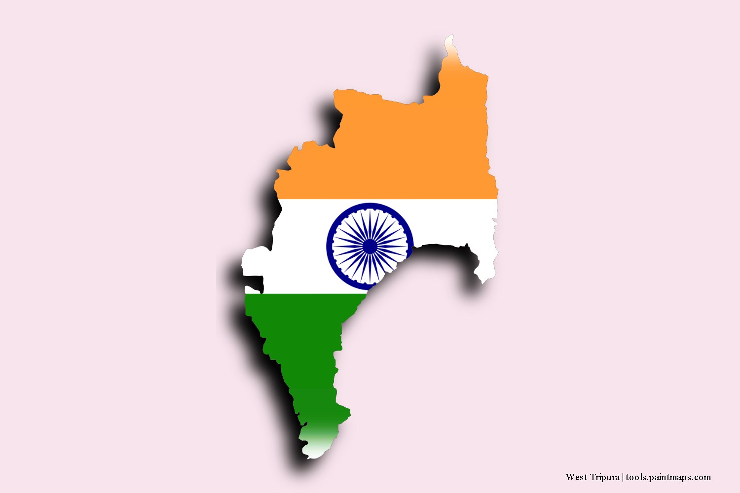 flag map of West Tripura with 3D shadow effect