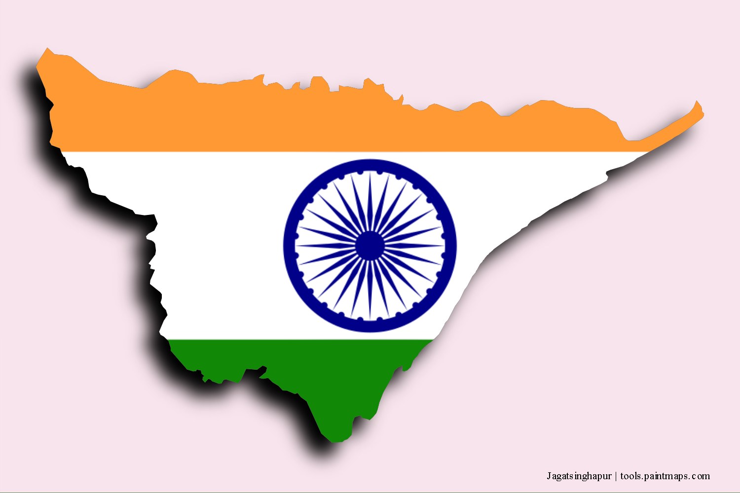 flag map of Jagatsinghpur with 3D shadow effect