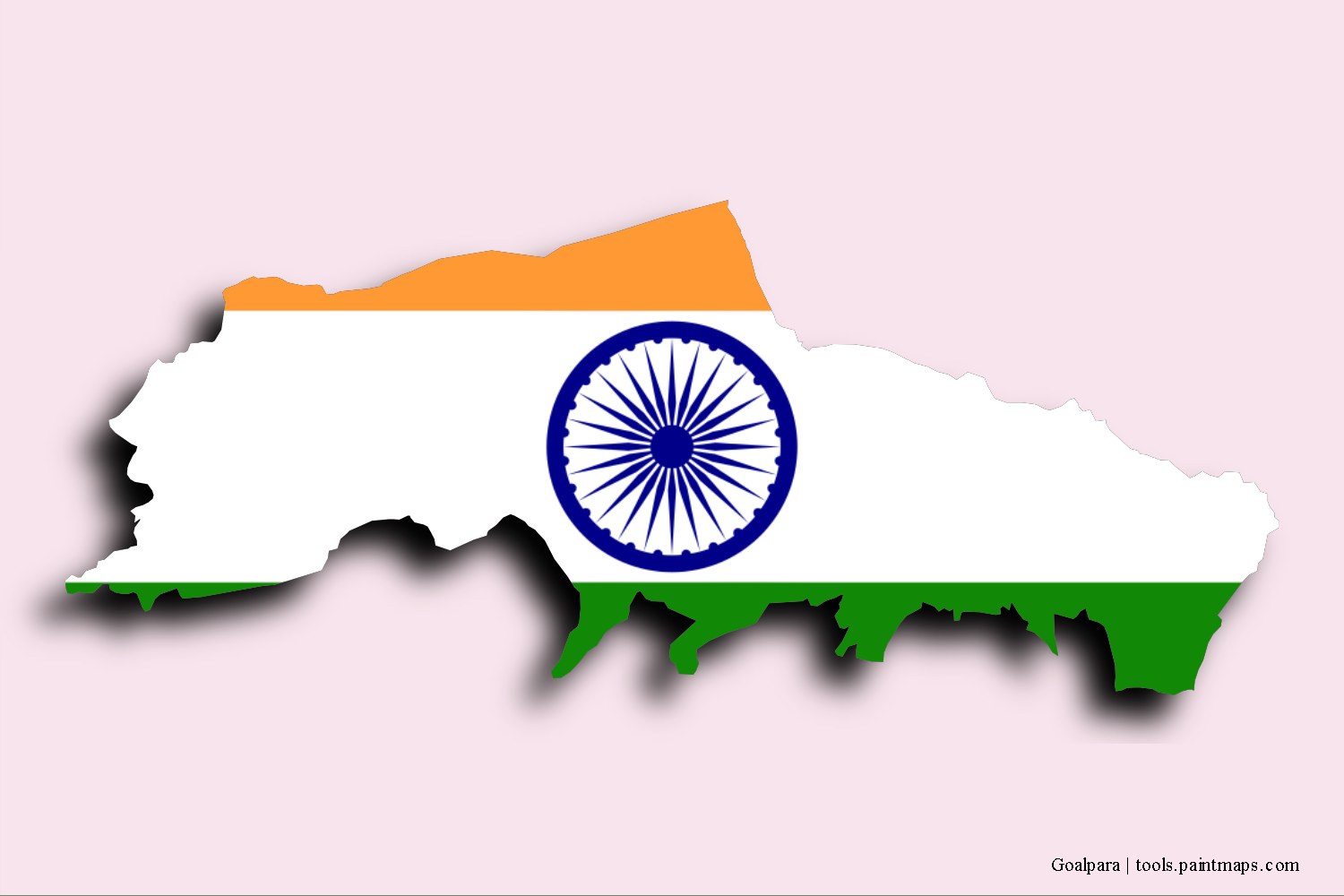 Mapa de la bandera de Goalpara con efecto de sombra 3D