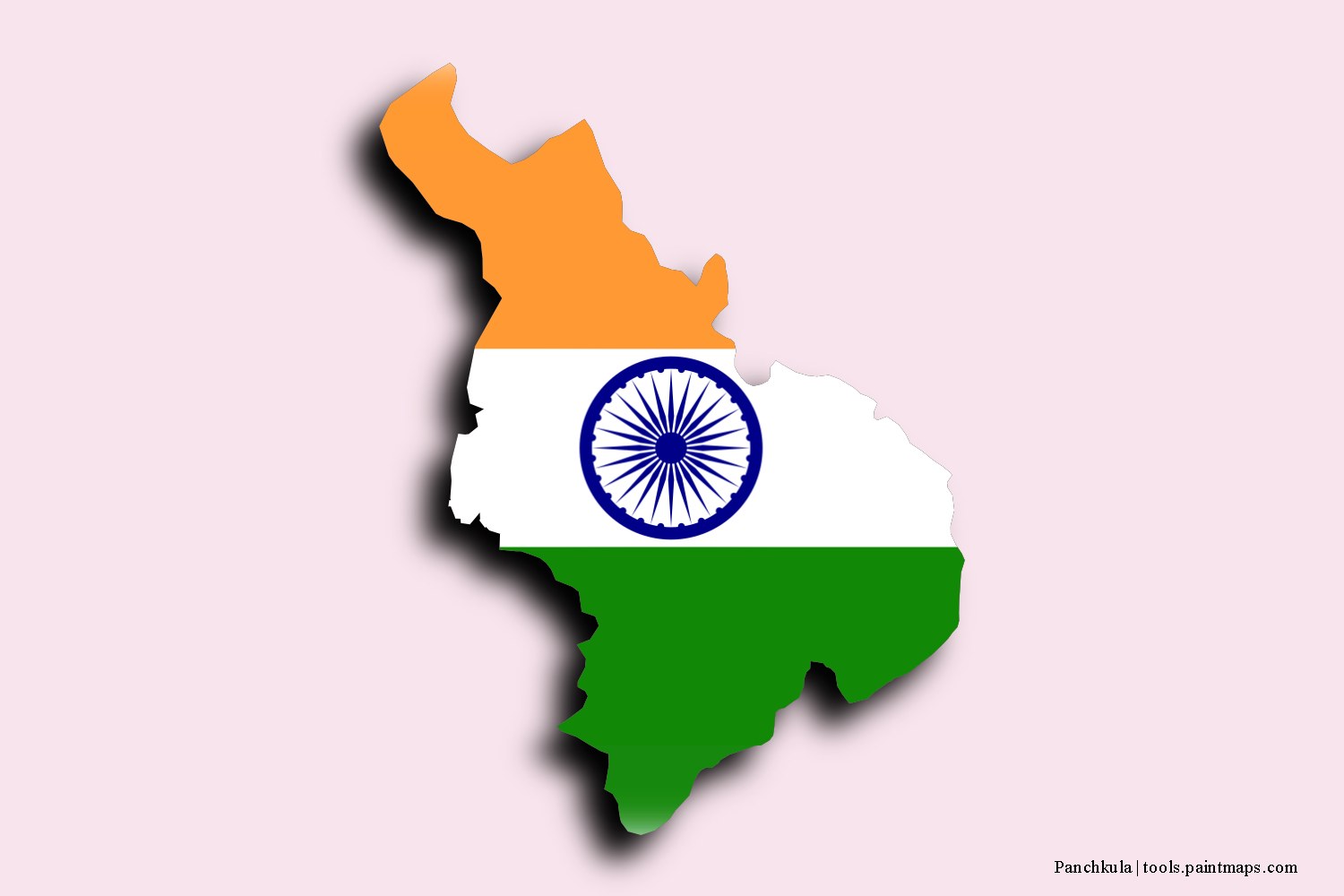 flag map of Panchkula with 3D shadow effect