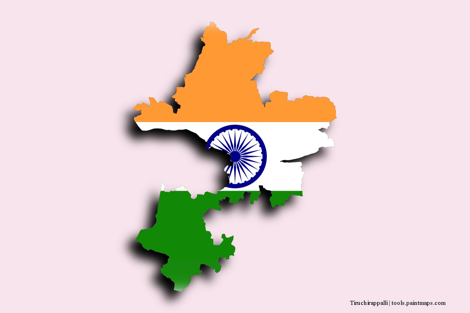 flag map of Tiruchirappalli with 3D shadow effect