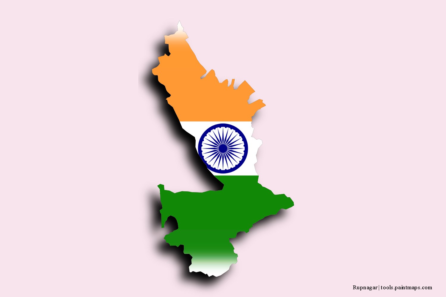 flag map of Rupnagar with 3D shadow effect