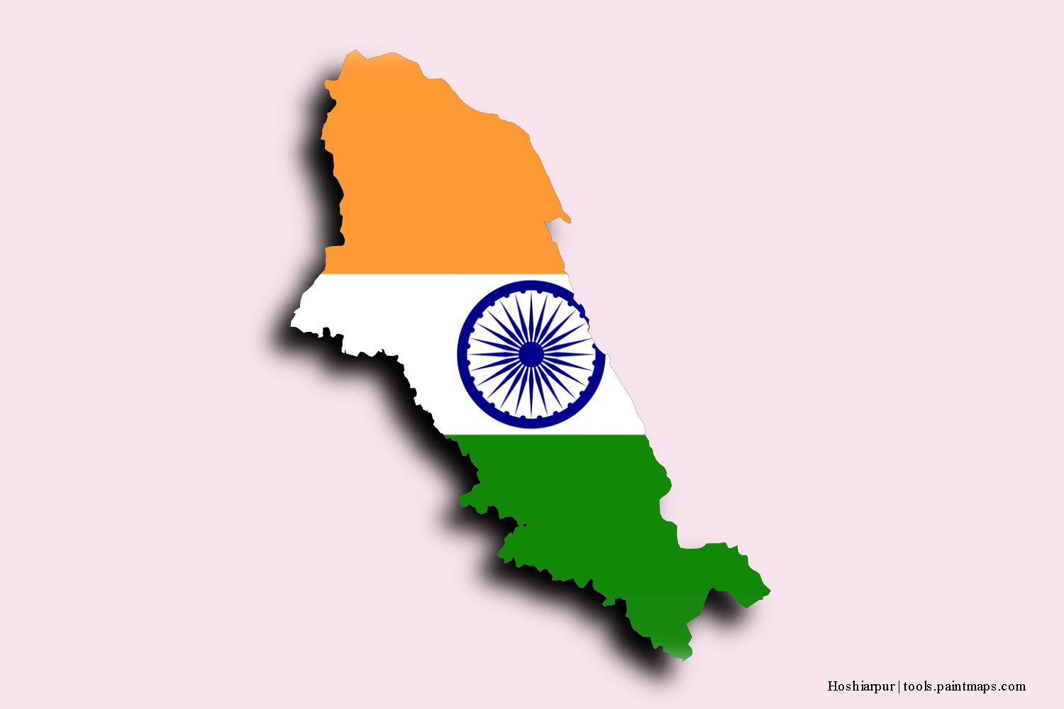 flag map of Hoshiarpur with 3D shadow effect