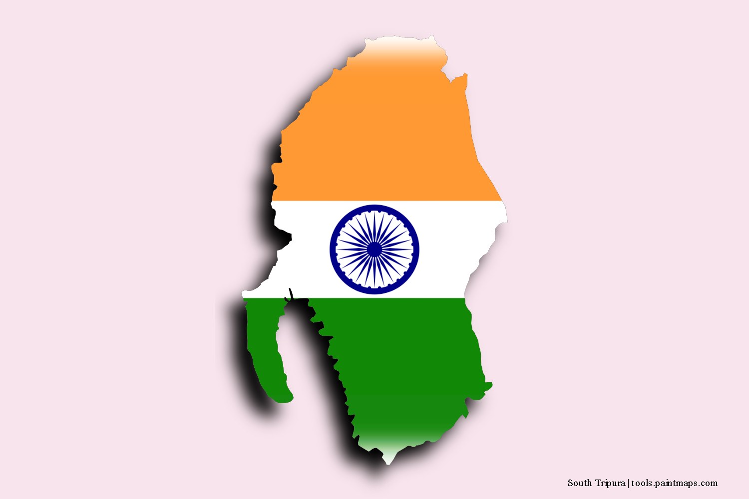 flag map of South Tripura with 3D shadow effect