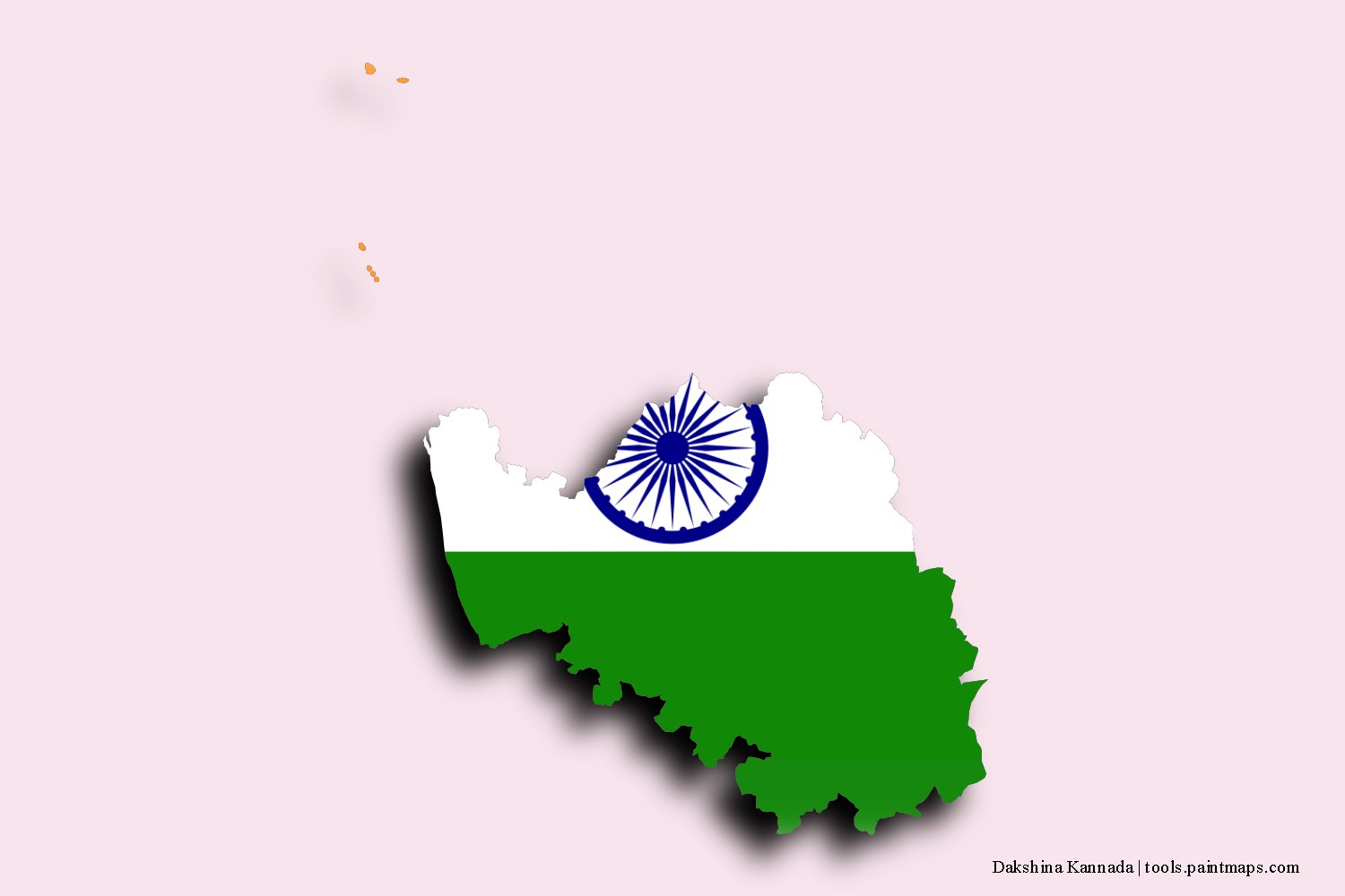 flag map of Dakshina Kannada with 3D shadow effect