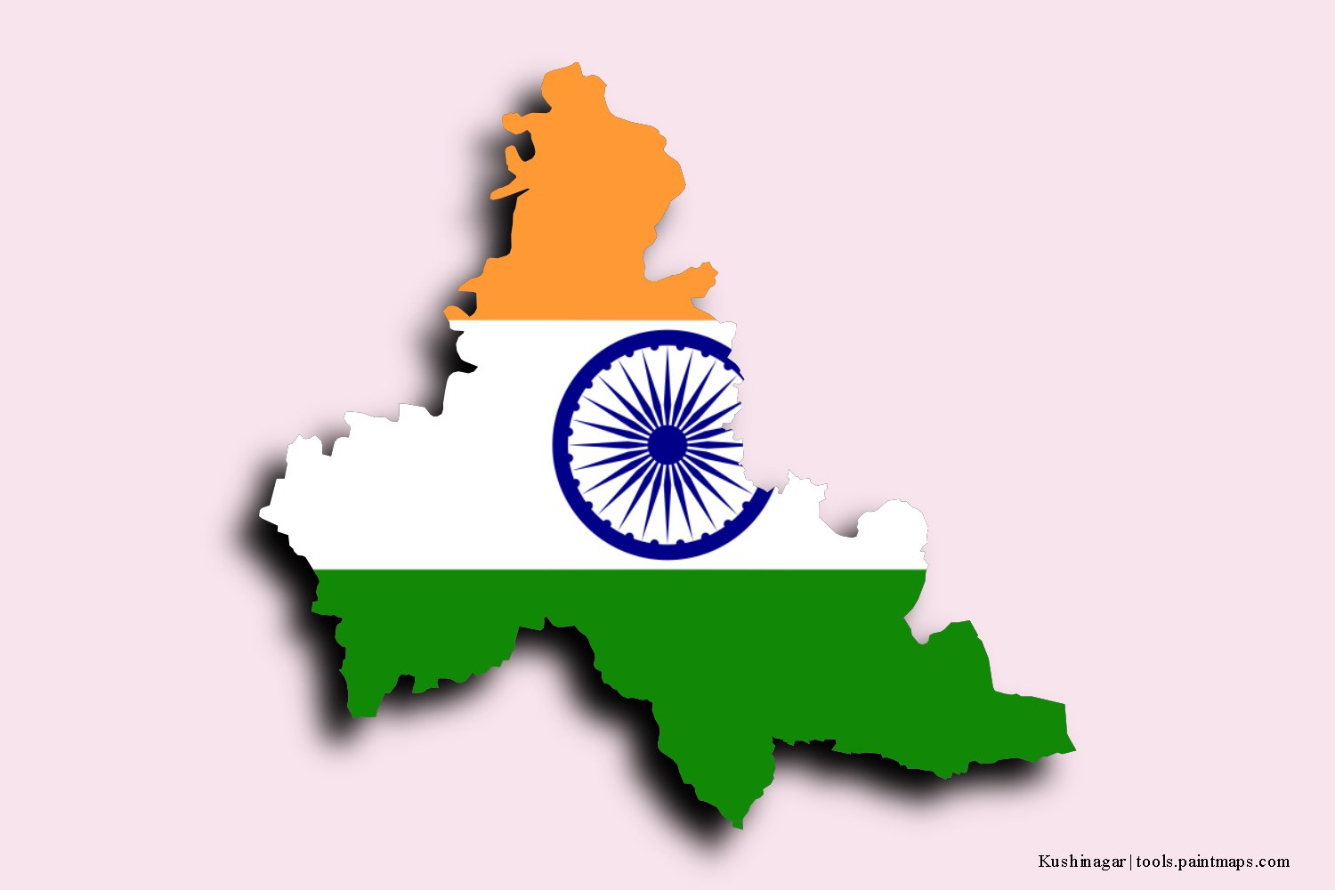 flag map of Kushinagar with 3D shadow effect