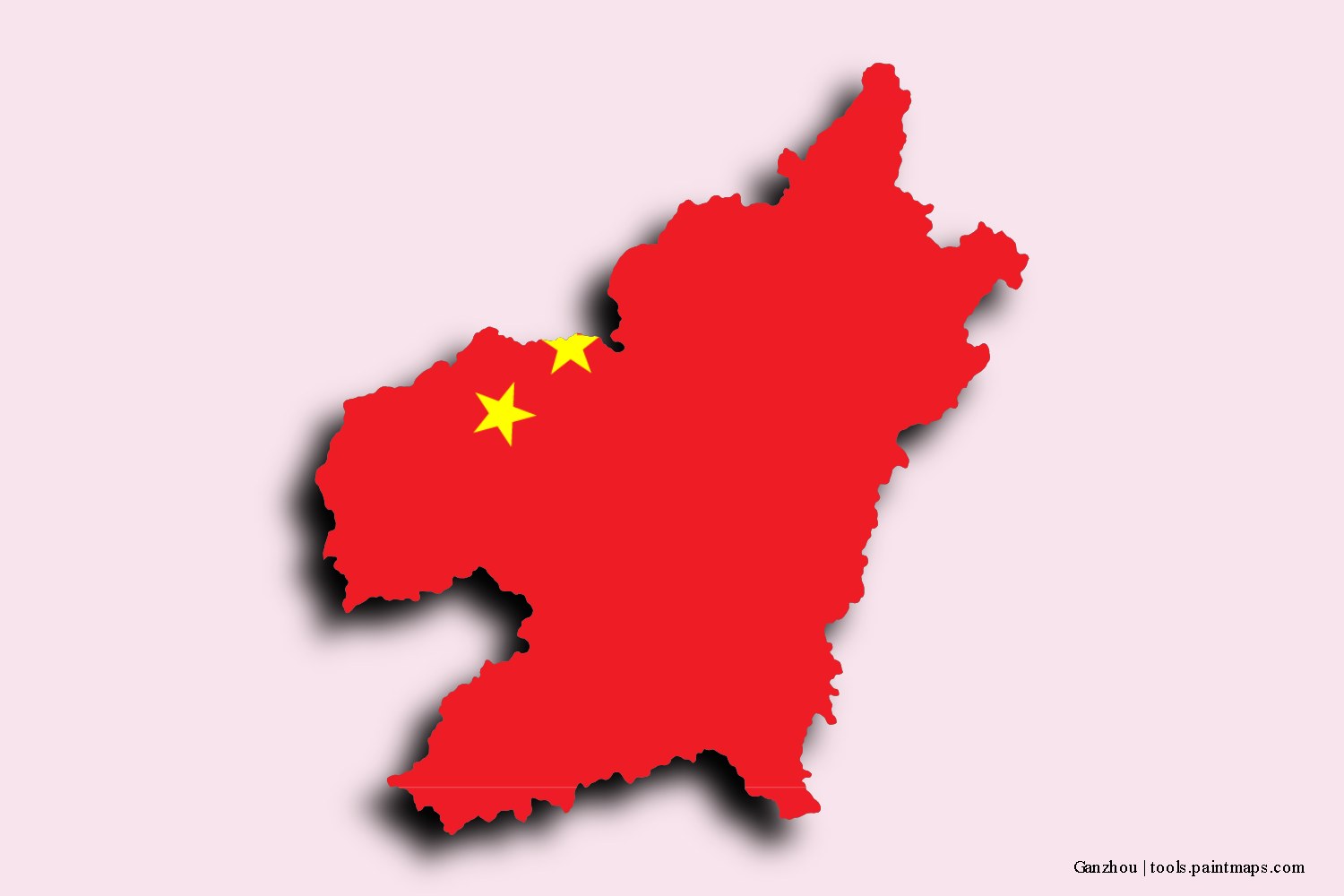 Mapa de la bandera de Ganzhou con efecto de sombra 3D