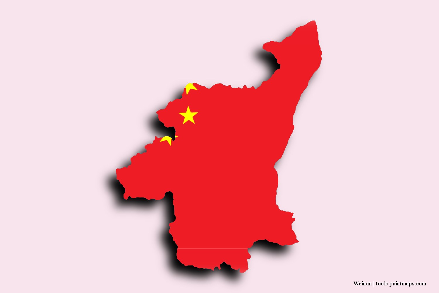 flag map of weinan shi with 3D shadow effect