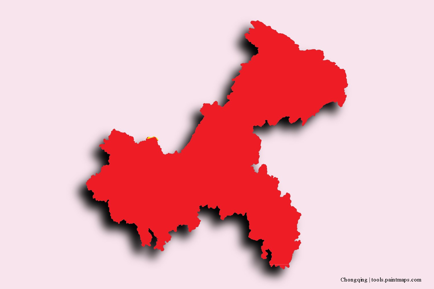 flag map of Chongqing Shi with 3D shadow effect