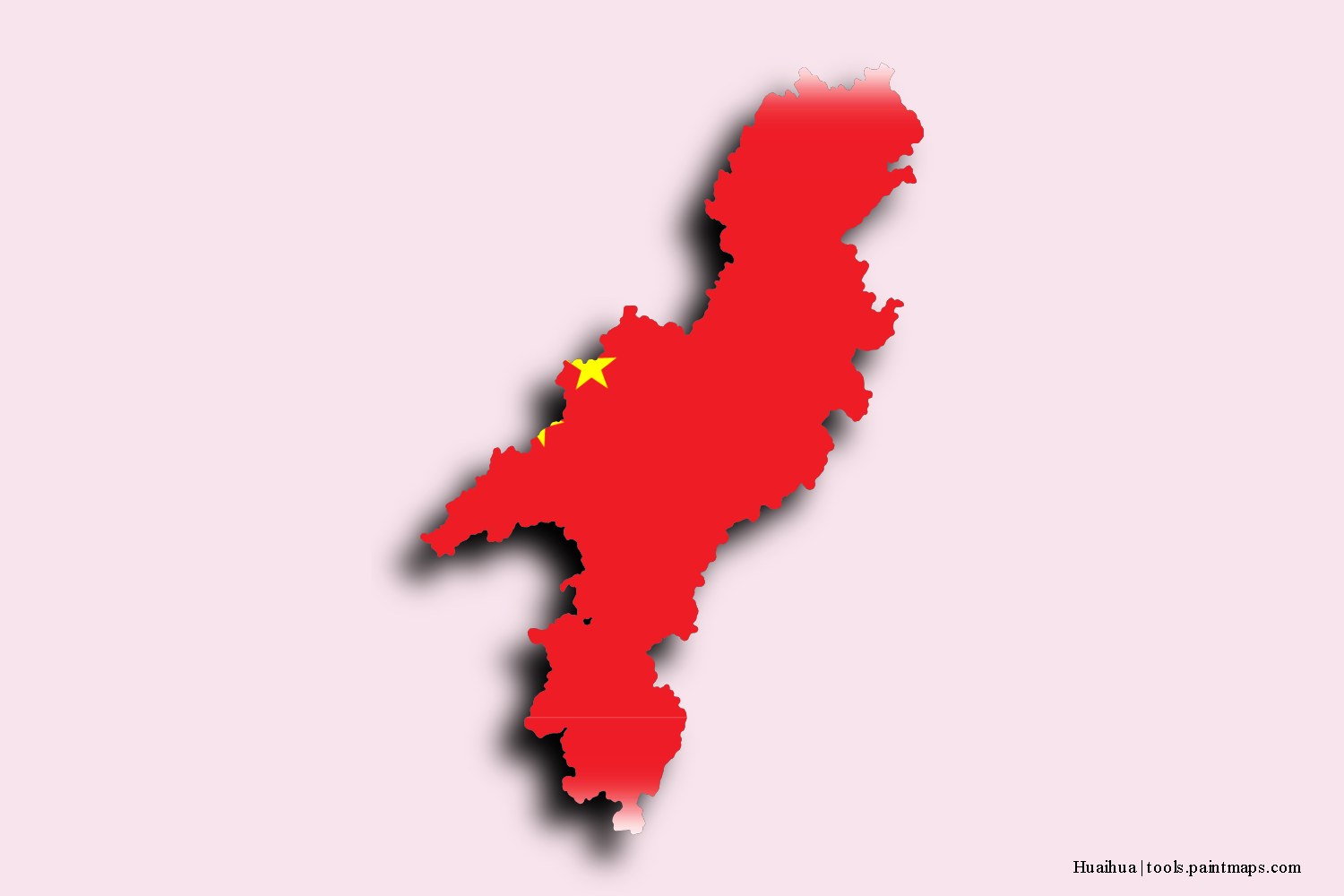 flag map of Huaihua with 3D shadow effect