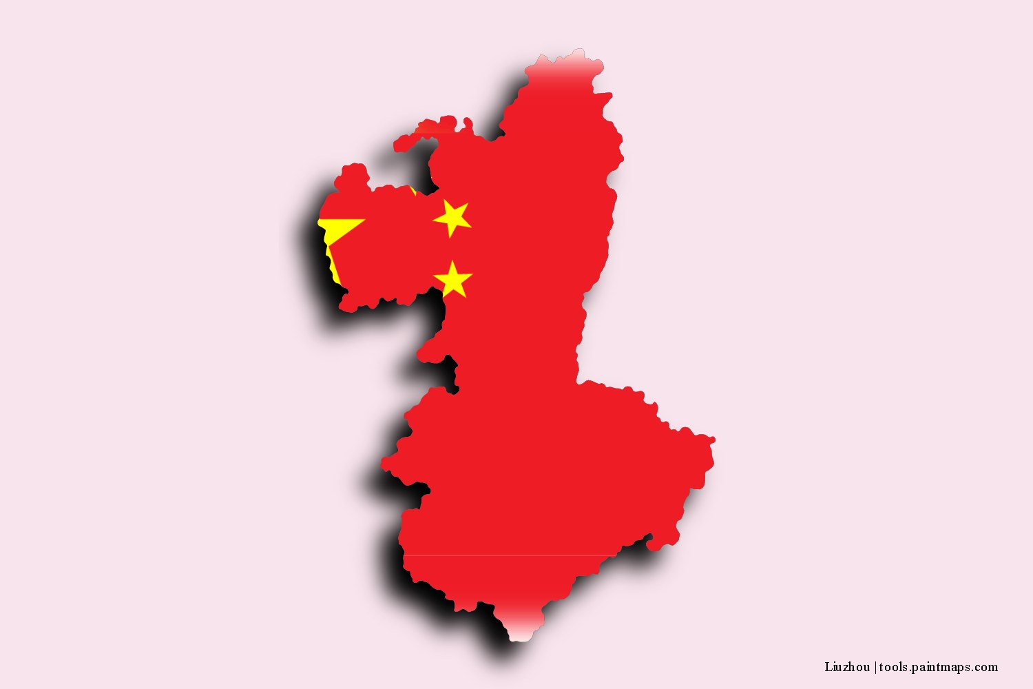 flag map of Liuzhou with 3D shadow effect