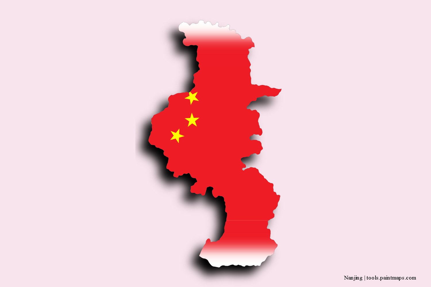 flag map of Nanjing with 3D shadow effect