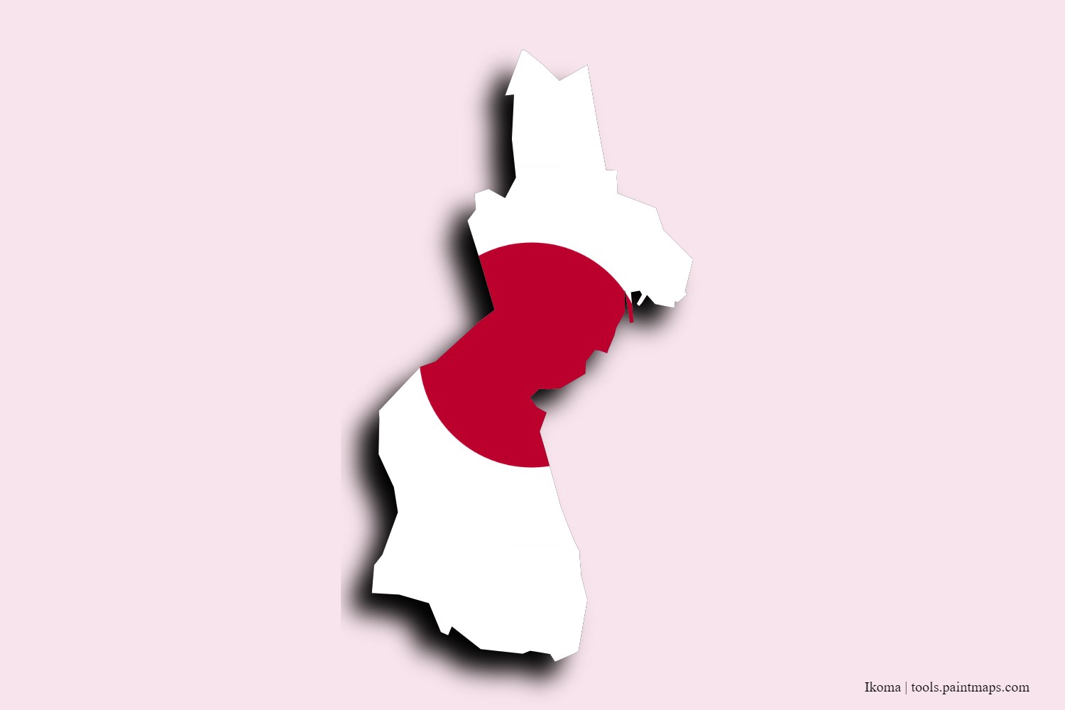 flag map of Ikoma with 3D shadow effect