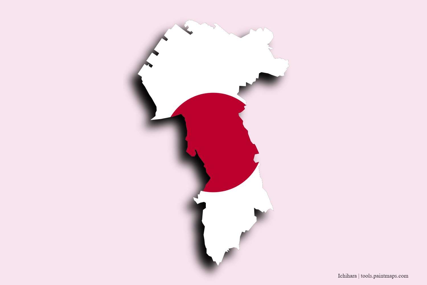 flag map of Ichihara with 3D shadow effect