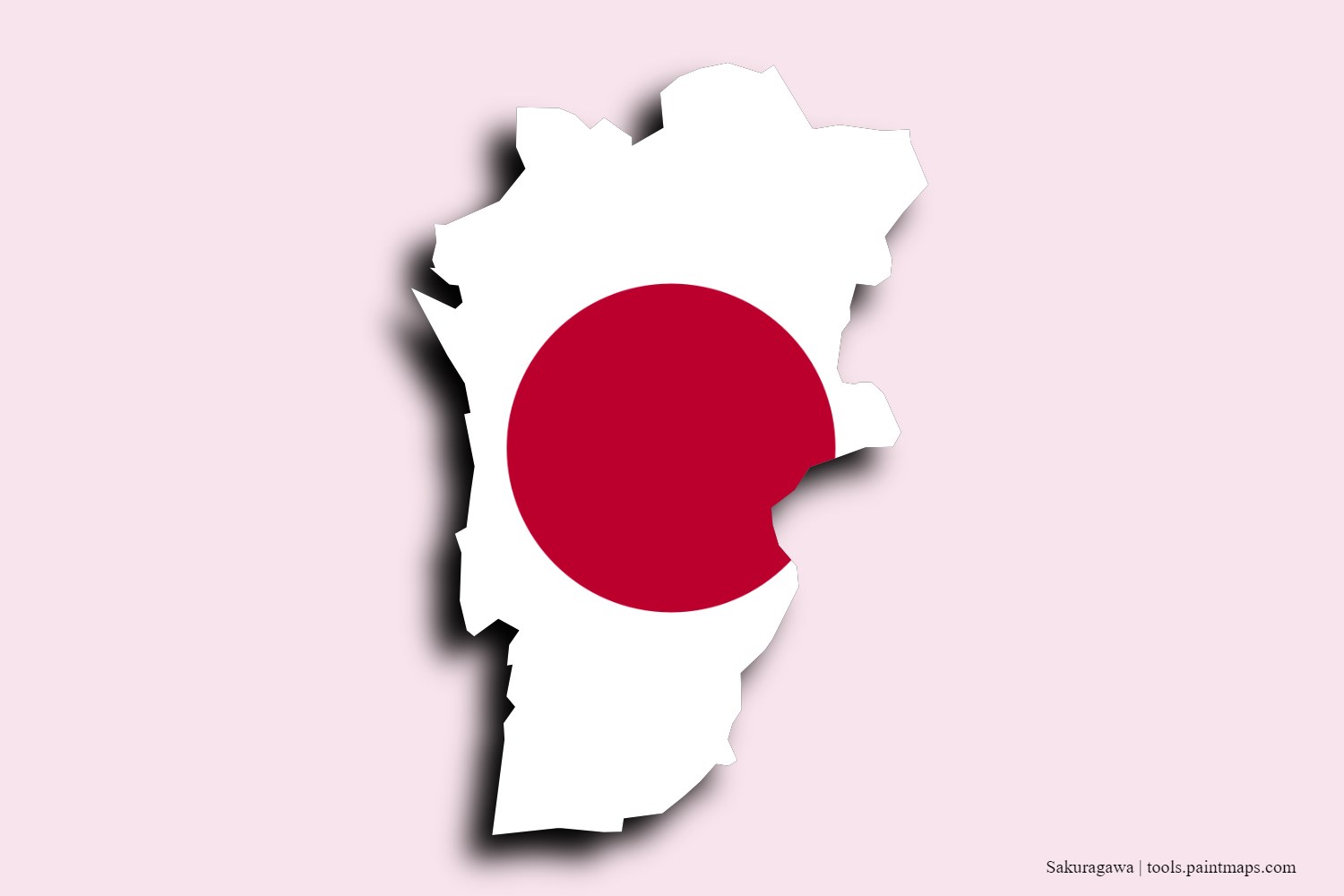 flag map of Sakuragawa with 3D shadow effect